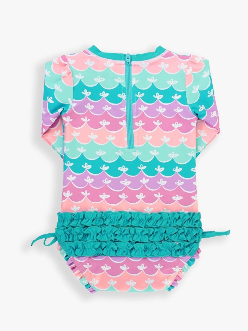 Ruffle Butts Baby Mermaid Long Sleeve One Piece Rash Guard 0-3 Months Girl - Picture 6 of 6